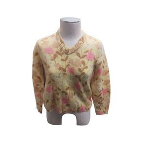 Vintage 50s Cottagecore floral wool and mohair sweater made in the USA